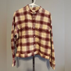 Adriano Goldschmied AG Smith Maroon Plaid Shacket Shirt Jacket Flannel Size M